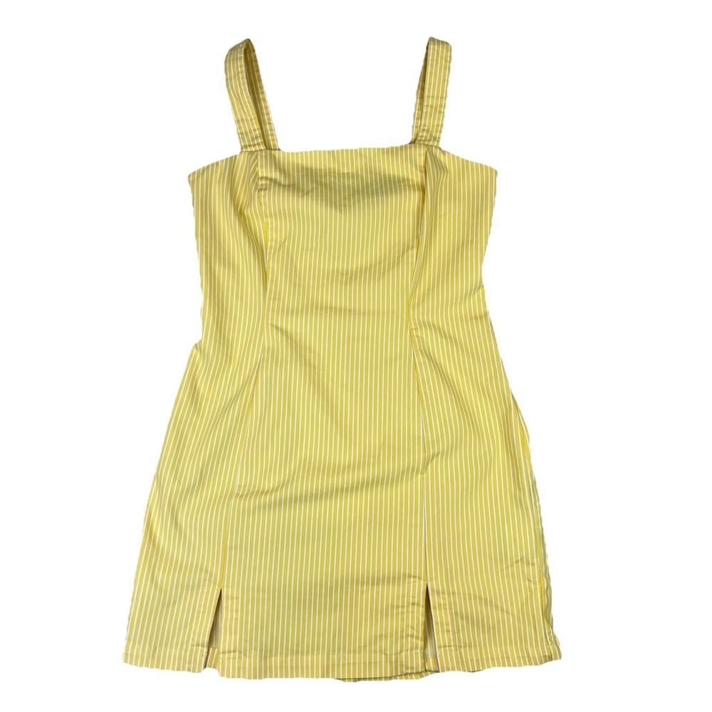 Forever 21 Yellow White Striped Sleeveless Mini Dress Women's Medium